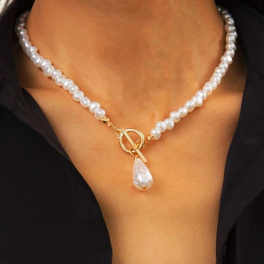 💕 Lovely Lacteo Bohemian Faux Pearl Toggle Clasp Necklace 💕